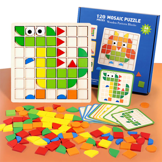 Pozale pattern blocks close-up for color and shape recognition