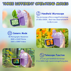 Pozifu kids microscope eight LED lights brighten specimens for sharp viewing.