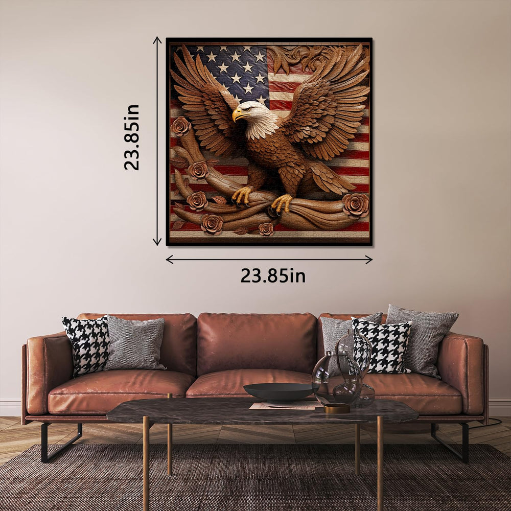 PPuzzling American Flag Eagle detailed feathers close-up and texture