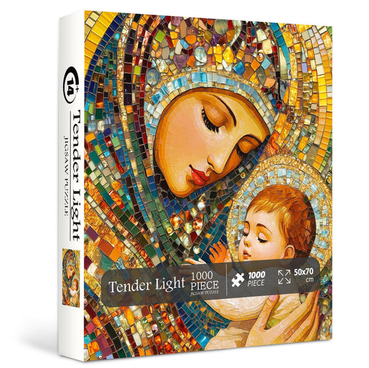 PPuzzling Christian Jesus puzzle cover with vibrant mosaic colors for family bonding