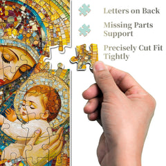 PPuzzling Colorful Nativity tiles background emphasize depth and richness