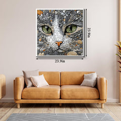 PPuzzling colorful pebble cat art with tactile texture