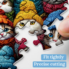 PPuzzling festive cat scene highlights bright colors for cheerful room decor.