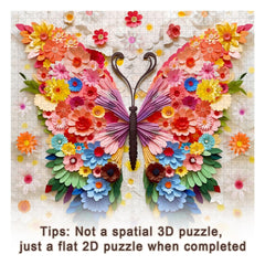 PPuzzling colorful flower-butterflies surface close-up highlights vivid petals and printing.