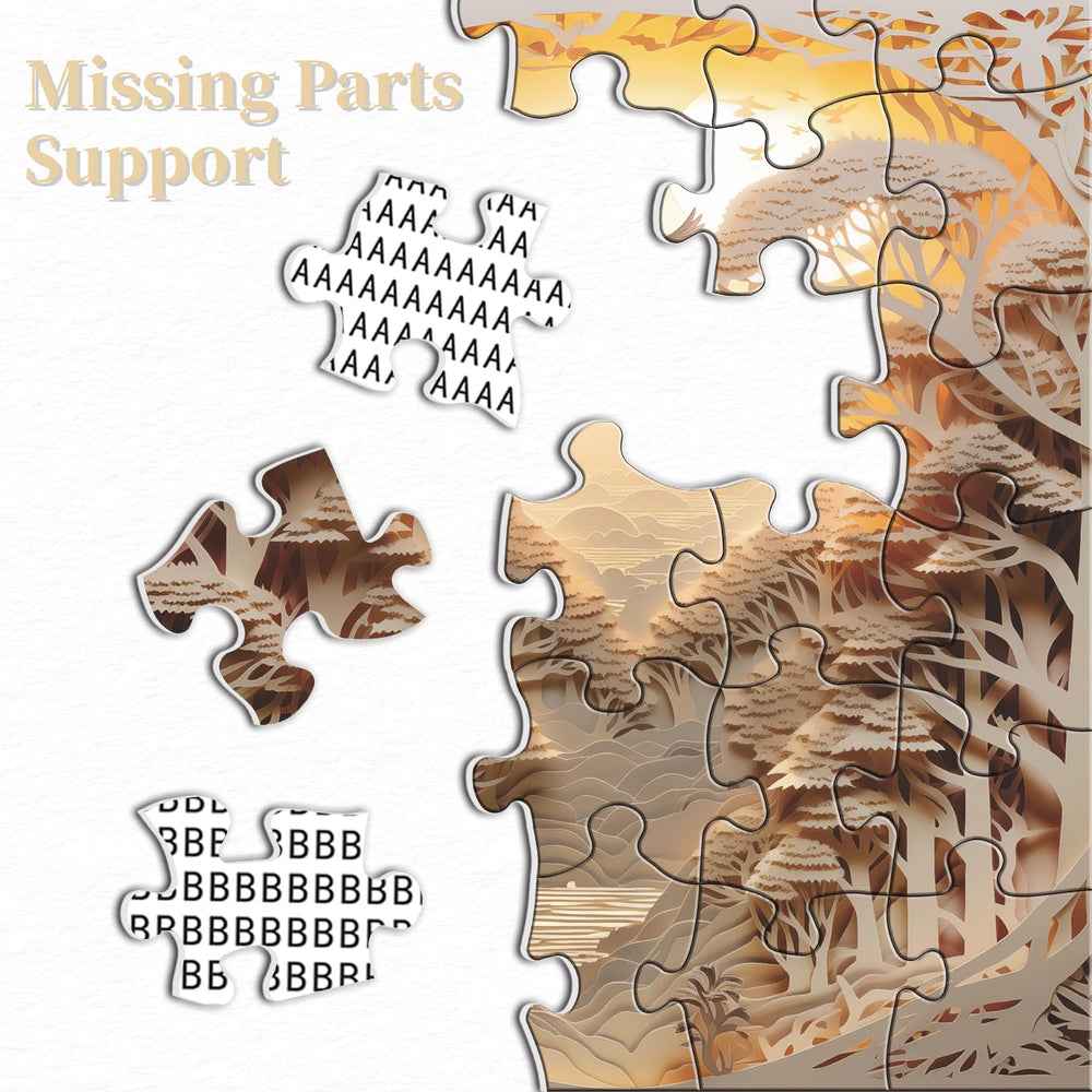 PPuzzling forest sunset missing-parts support guarantees quick resolution.