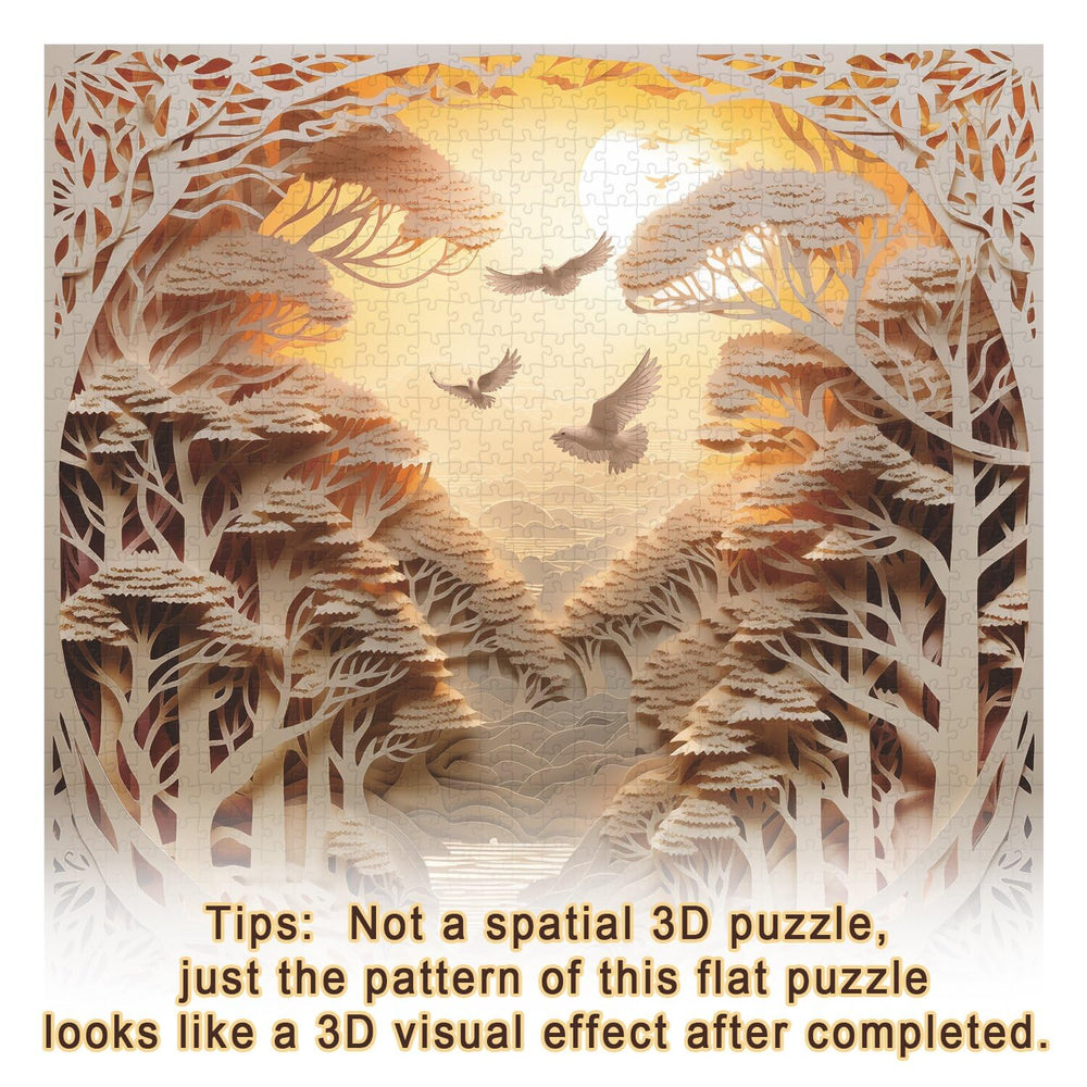 PPuzzling forest sunset puzzle poster provides high-resolution reference for accurate assembly.