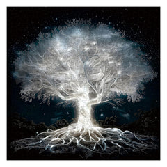 PPuzzling Glowing Tree of Life puzzle box with poster reference aids solving.