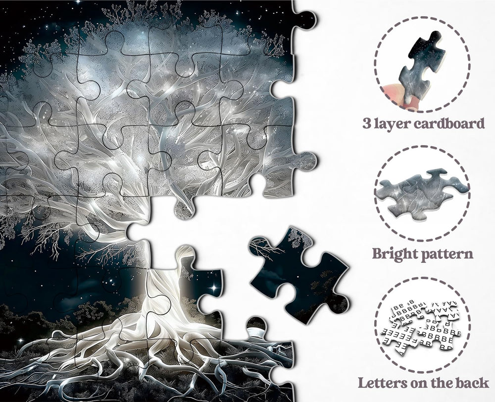 PPuzzling Glowing Tree of Life three-layer cardboard enhances durability.