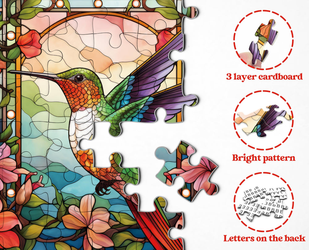 PPuzzling hummingbird flower bloom detail guides piece placement