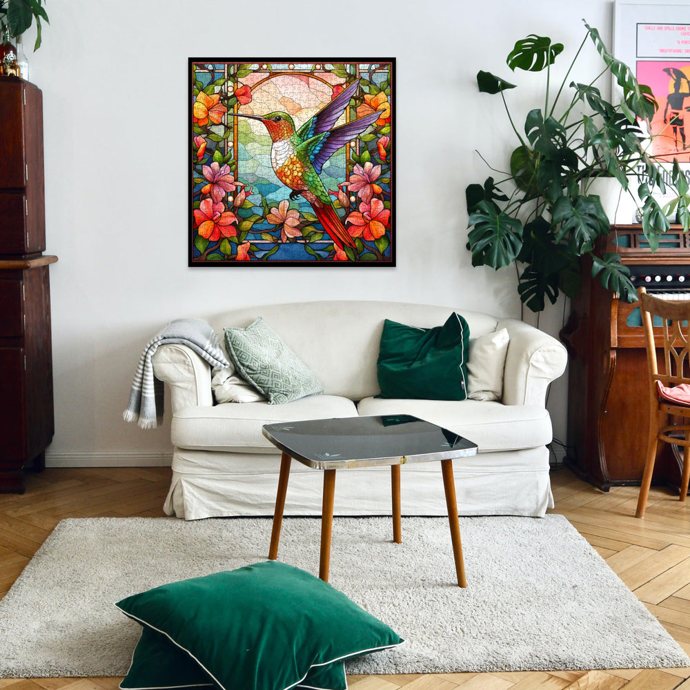 PPuzzling hummingbird precise-cut edges aid smooth fit of puzzle pieces