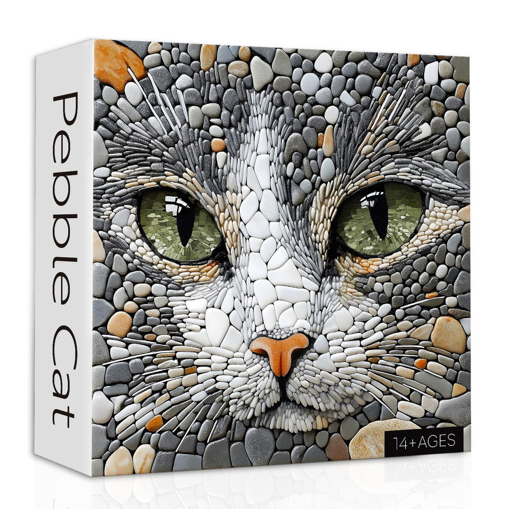PPuzzling pebble-cat portrait shows vivid colors and fine detail
