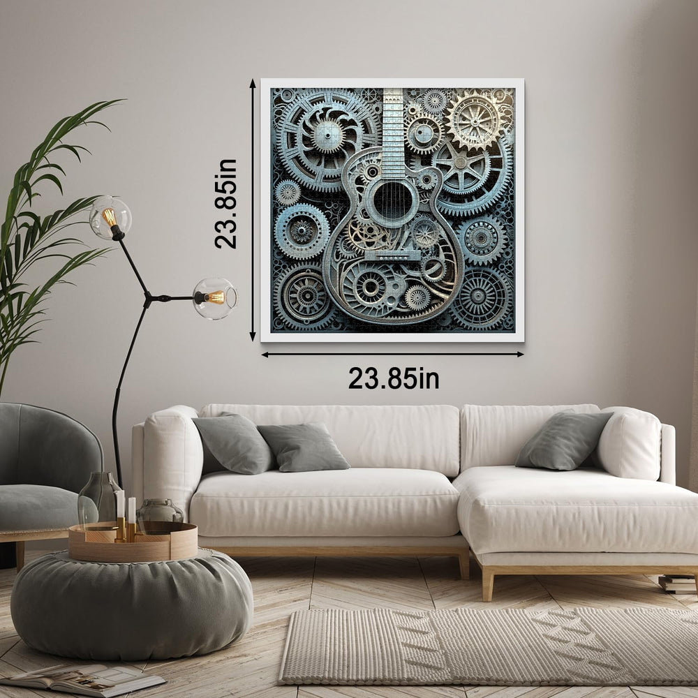 PPuzzling finished vintage guitar puzzle proudly displayed as wall art