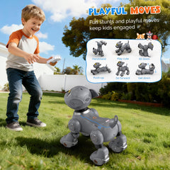 PRANITE Robot Dog in follow mode shows responsive, lifelike movement during outdoor play.