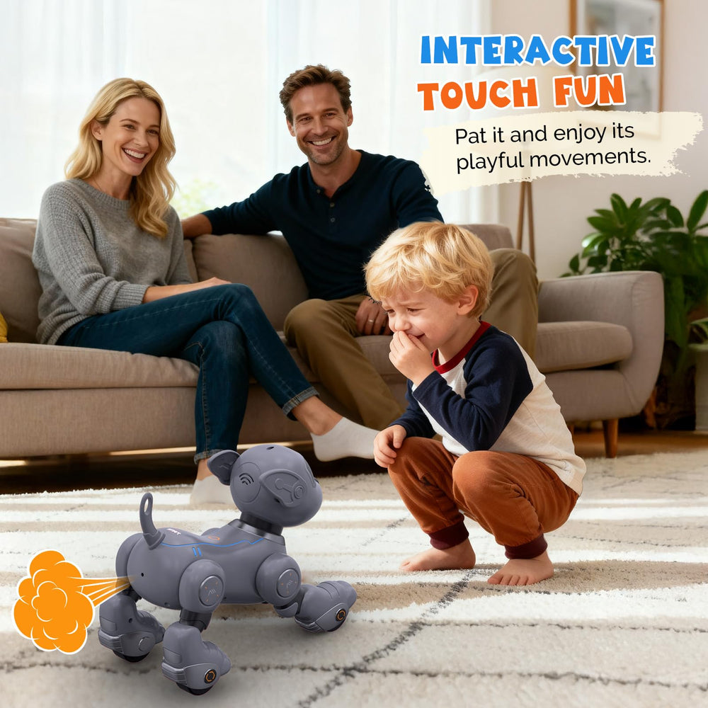 PRANITE Robot Dog in programming mode demonstrates creative sequence design capability.
