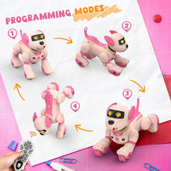 PRANITE Robot Dog performing tricks and dancing in pink design