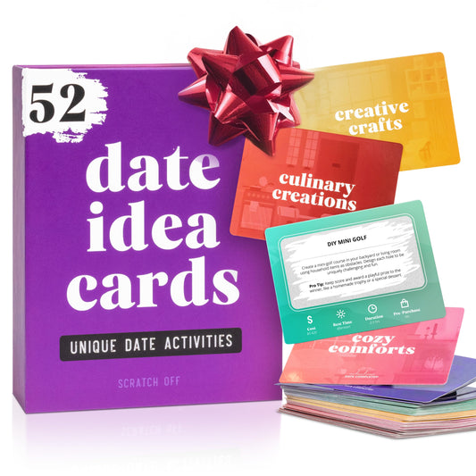 Prazoli 52-date scratch-off cards cover with playful design for date-night ideas