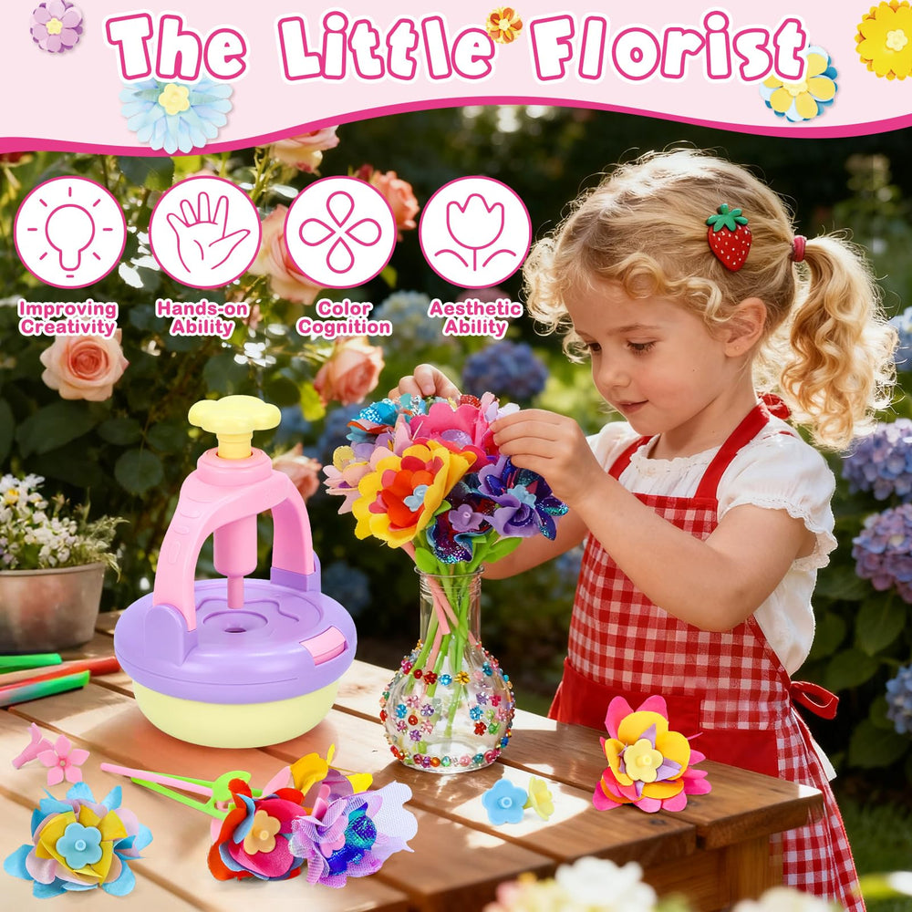 PRE-WORLD embossing machine for kids helps small hands layer petals with ease.
