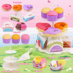 PRE-WORLD plates showcase dessert samples for pretend tea party menus.