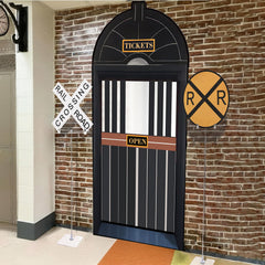 Preboun express train banner with hanging rope enables quick setup