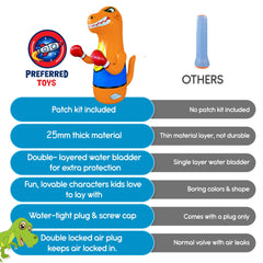 Preferred Toys Dino Punching Bag top inflated for safe bounce-back action