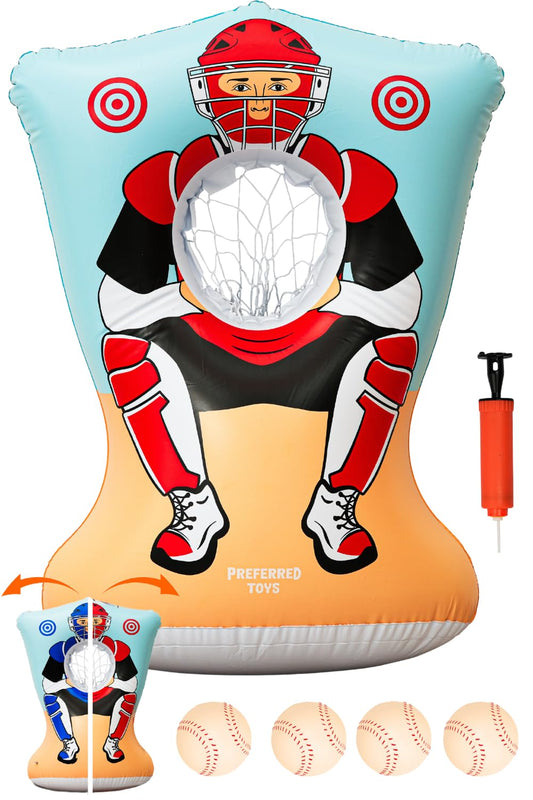 Preferred Toys inflatable baseball target outdoors ready for quick practice sessions
