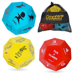 Premkid exercise dice with giant red numbers prompts varied moves indoors
