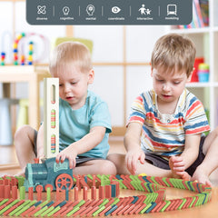 PREPHY Domino Train color blocks display promotes sorting and fine motor skills.