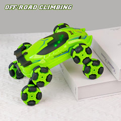 PREPOP 8WD RC car featuring spray effects and vivid LED lighting for immersive use.