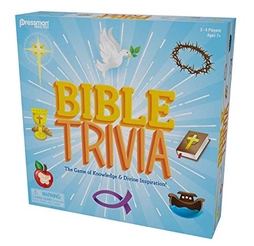 Colorful Pressman Bible Trivia packaging display inviting family play