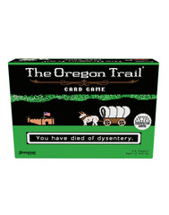 Pressman Oregon Trail Card Game setup scene shows cooperative play for family game night.