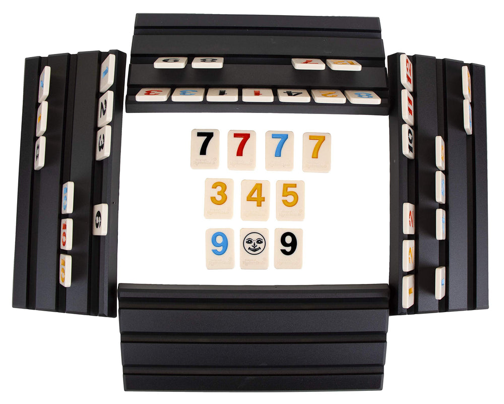 Pressman Rummikub Large Numbers Edition joker tiles enable flexible strategy.