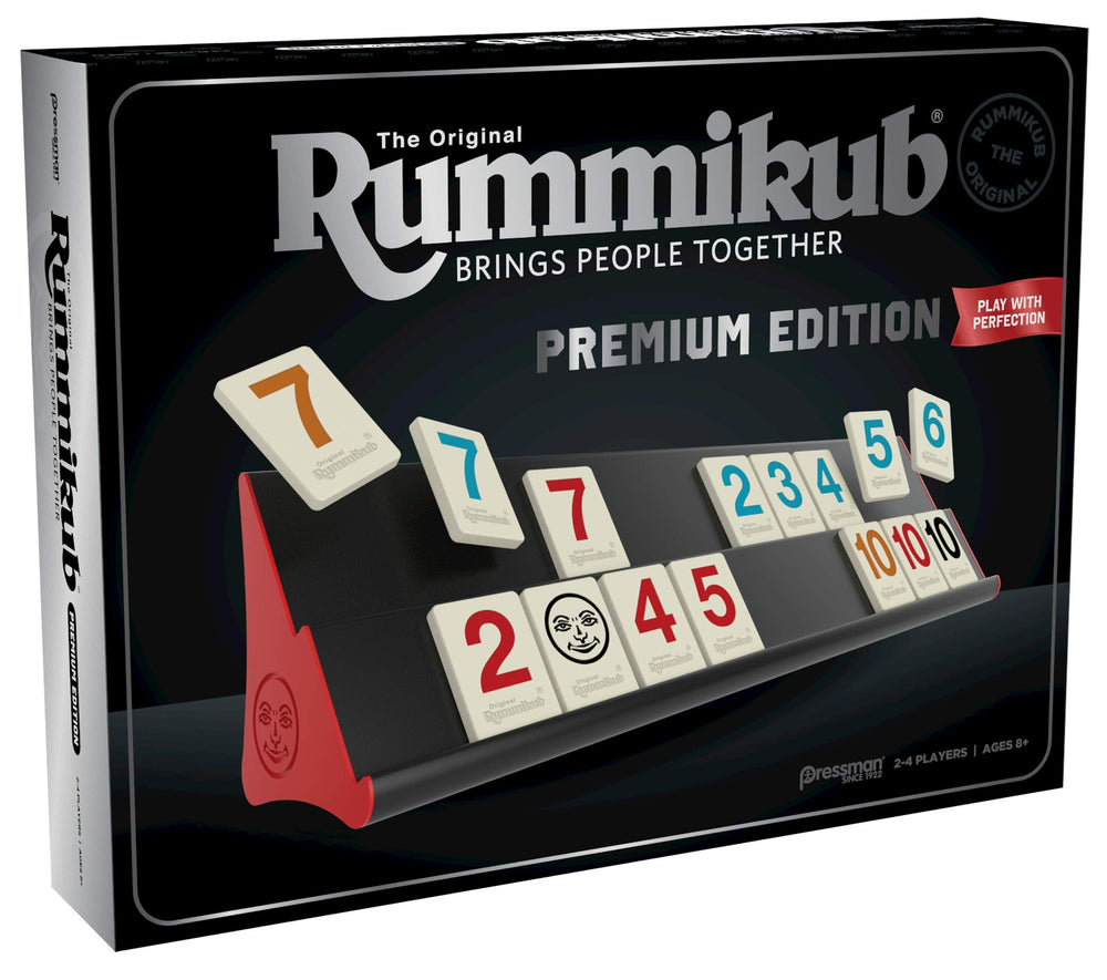 Pressman Rummikub Premium Edition ready for 2-4 players, ages 8+.