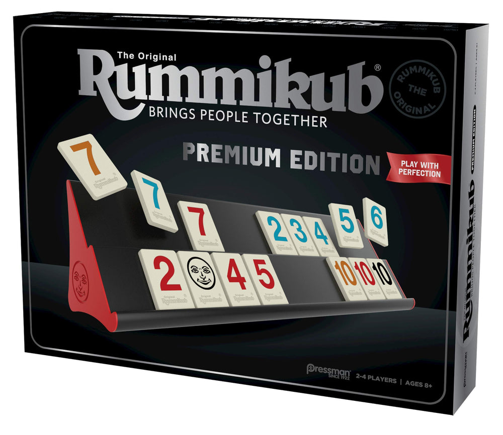 Pressman Rummikub Premium Edition Silver design highlights a sleek look.