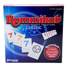 Pressman Rummikub tiles and racks ready for family strategy play