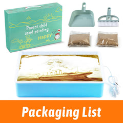 PreTrans sand painting light box open play highlighting tactile sand art exploration.