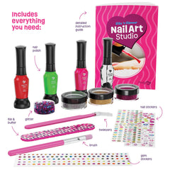 Pretty Me Nail Art Studio nail file and buffer smooths nails for easy prep.