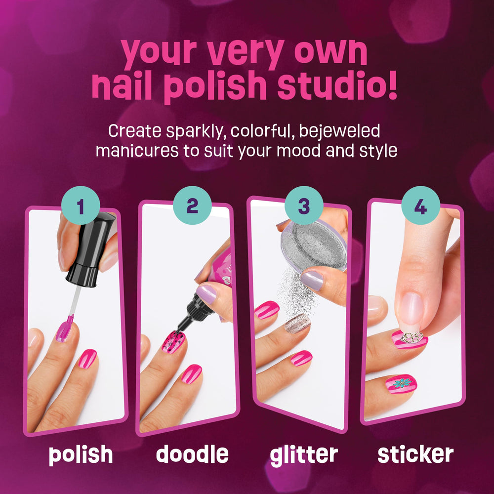 Pretty Me Nail Art Studio brushes and pens deliver precise painting for details.