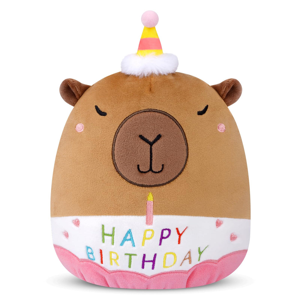 Prewplam Capybara Plush 8inch with birthday hat, ready for hugs