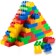 PREXTEX 100-piece green square blocks for stackable play and color recognition.