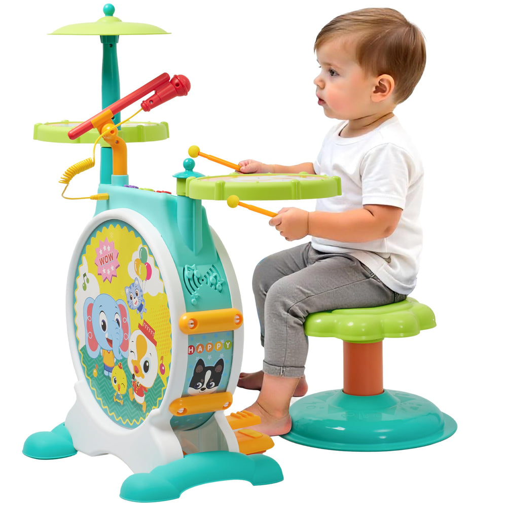 PREXTEX electric toy drum set with drum and cymbal for developing rhythm and coordination