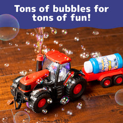 Prextex tractor with lights and sounds delivering engaging bubble action.