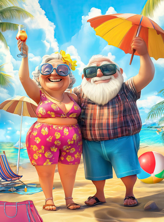 Prime Time Puzzles tropical beach vacation scene for a relaxing family puzzle night.