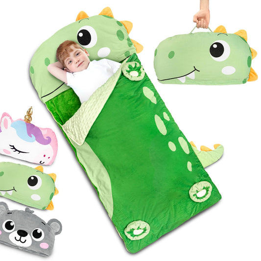 Primlect Dinosaur nap mat unfolded for cozy preschool sleepovers.