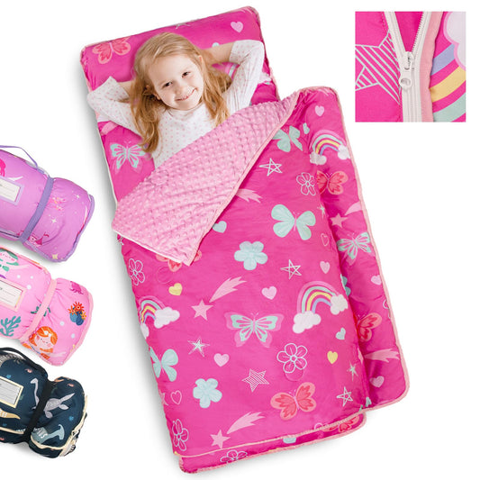 PRIMLECT nap mat rainbow butterfly cover offers a cheerful design for comfortable daycare naps.
