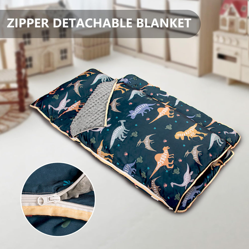 Primlect Toddler Nap Mat shows carry handle and elastic bands for easy transport