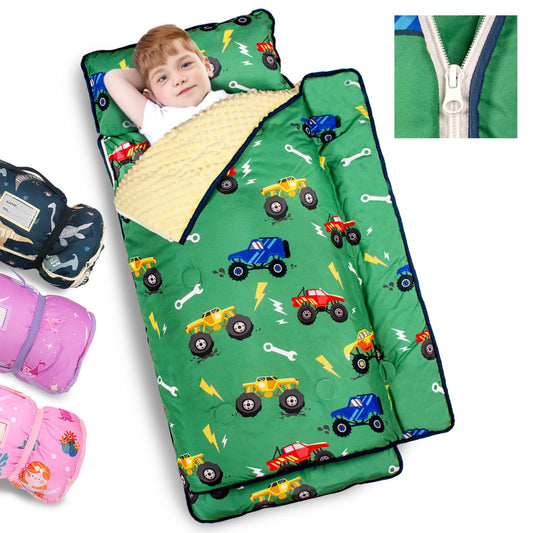 PRIMLECT toddler nap mat with detachable blanket for easy daycare washing