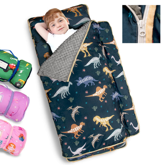 Primlect Toddler Nap Mat with detachable blanket for easy naps on the go