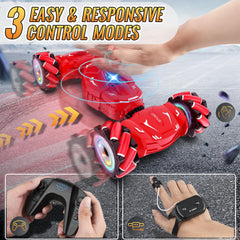 Pristar RC stunt car climbs 45 degrees on varied surfaces.