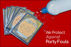 PRO SUPPORT 400 sleeve demonstrating compatibility with Pokemon and MTG cards during gameplay