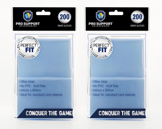 PRO SUPPORT 400 sleeves pack viewed from outside, contains 200 inner sleeves for standard cards